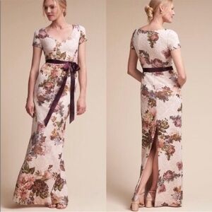 Adrianna Papell Claret floral gown maxi dress Size 4